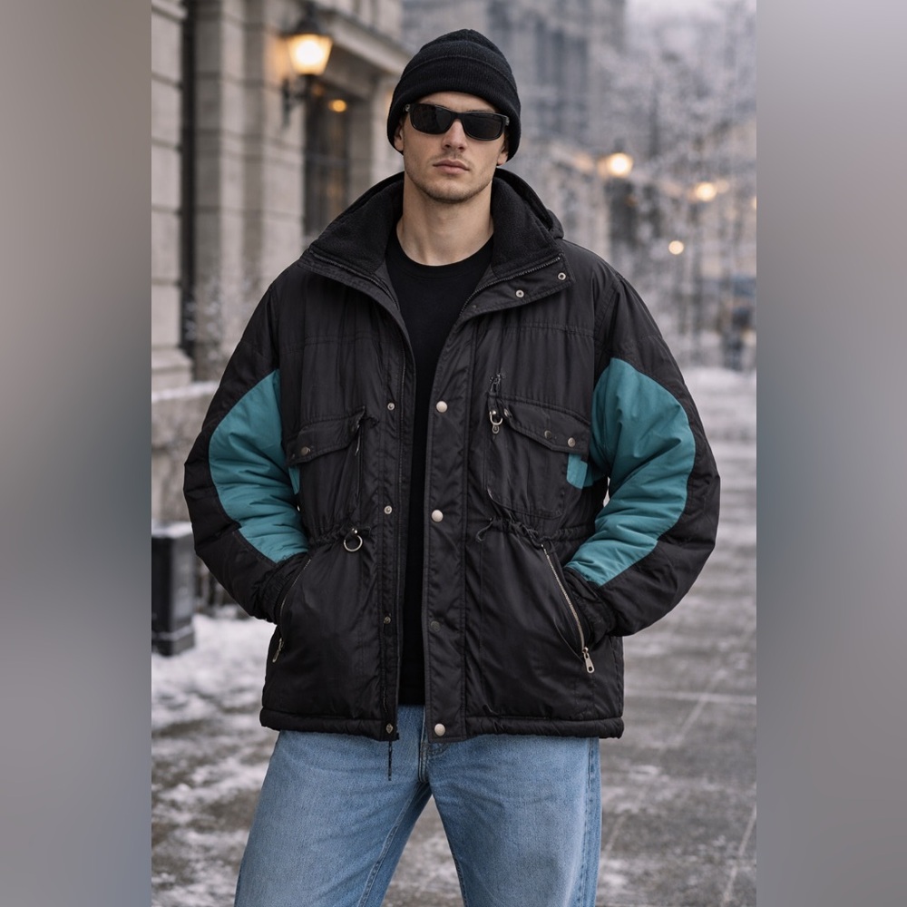Sunice Men’s XL Vintage Insulated Ski Jacket Black Teal